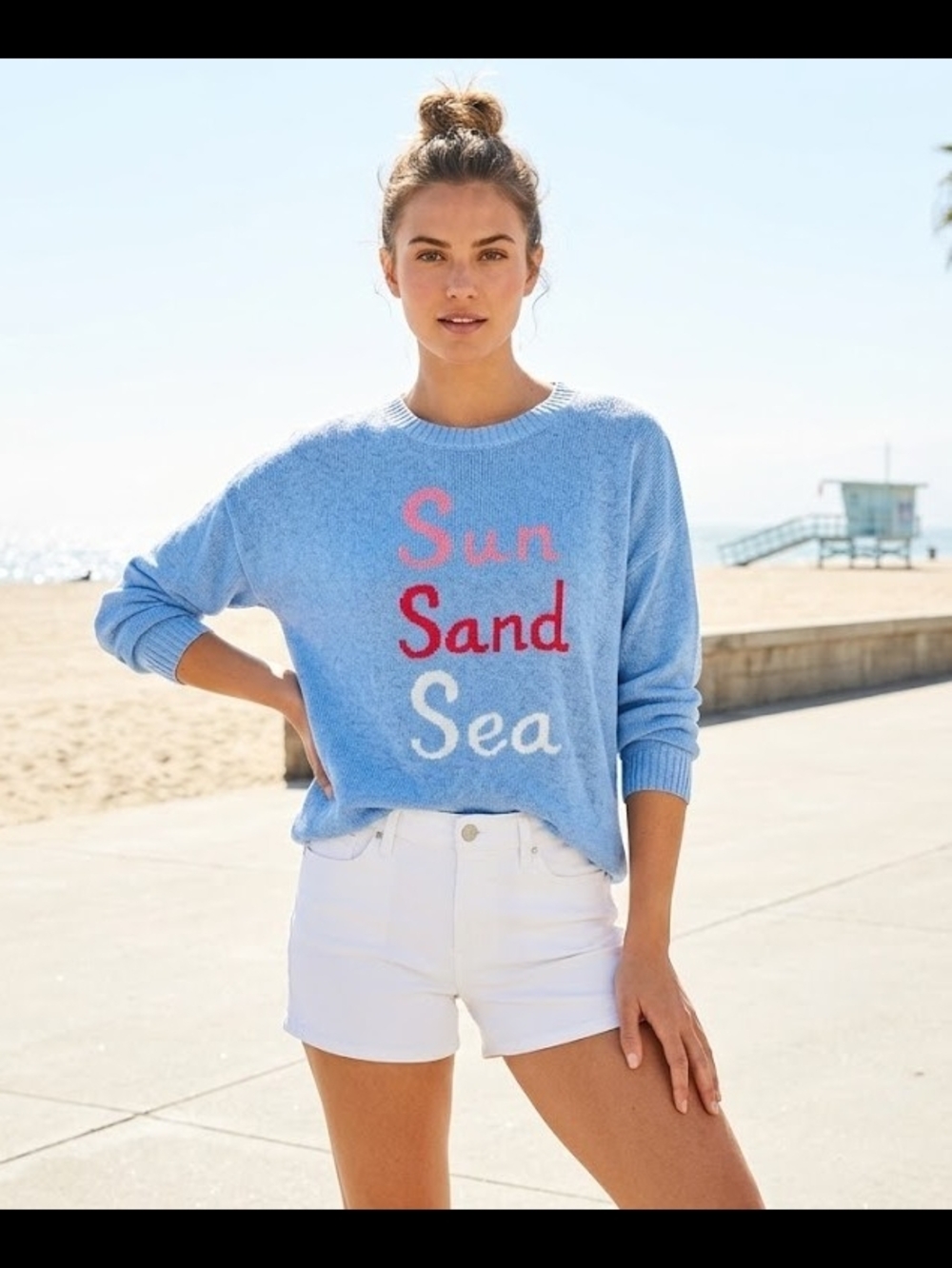 Lilly Pulitzer Light Blue Knit Sweater with Pink Label